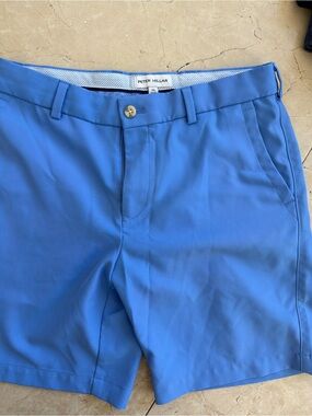 Peter Millar Men's Blue Flat-Front Performance Shorts